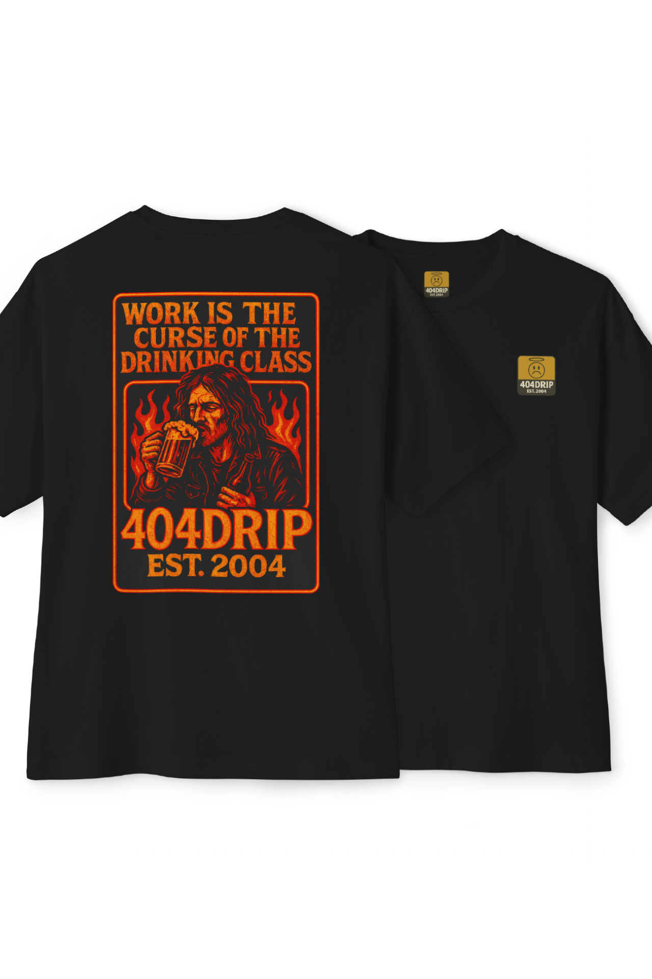 "Work Is The Curse Of The Drinking Class" Graphic Unisex Oversized Boxy Tee