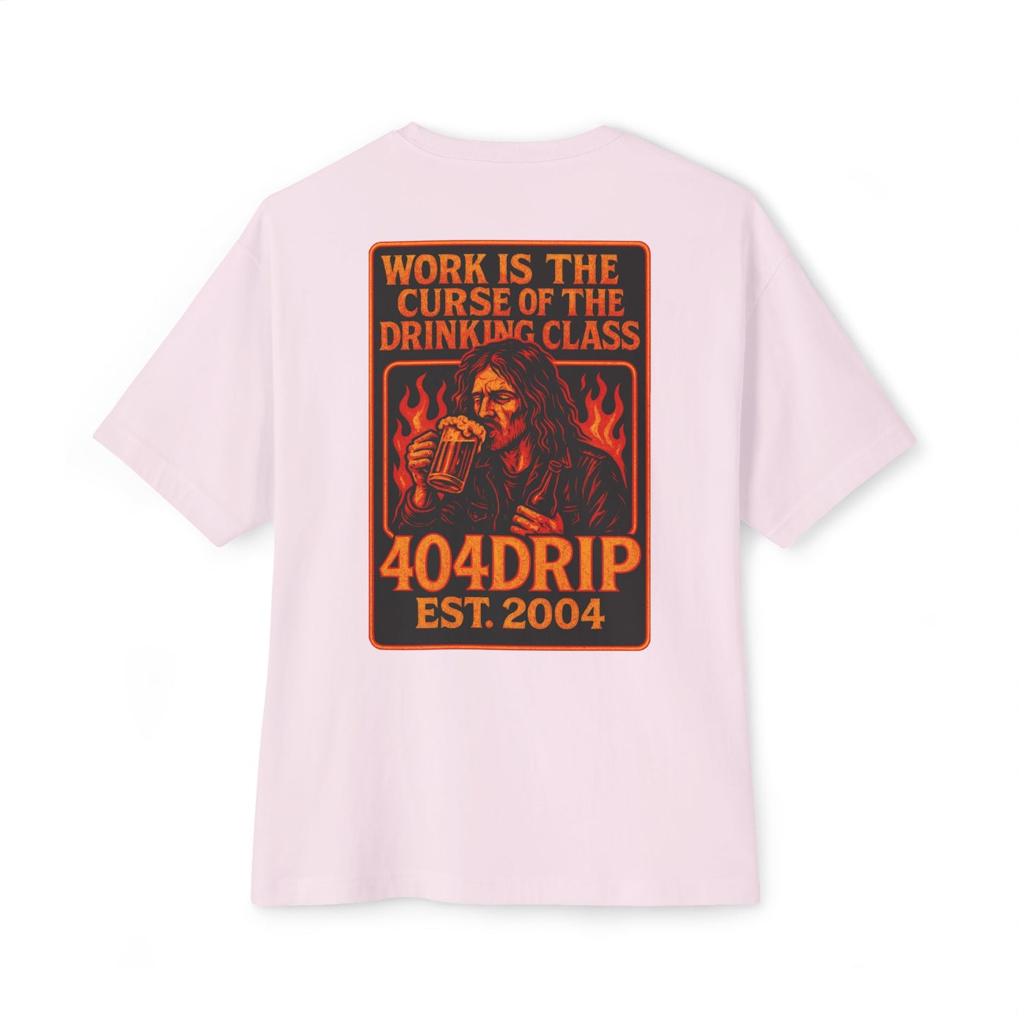 "Work Is The Curse Of The Drinking Class" Graphic Unisex Oversized Boxy Tee